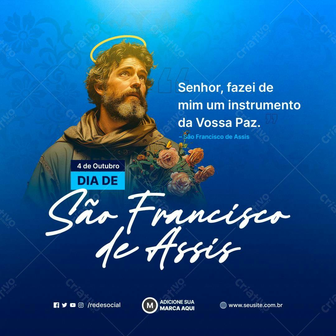 Postagem Dia de São Francisco de Assis PSD Editável
