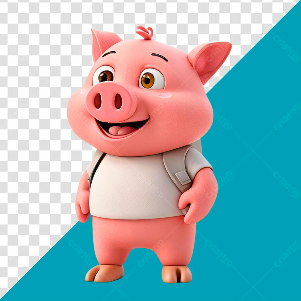 Personagem Porquinho 3D PSD Editável