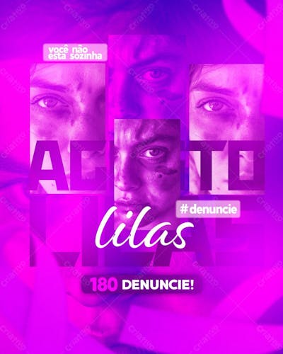 Flyer Agosto Lilas Você Não Esta Sozinha Feed