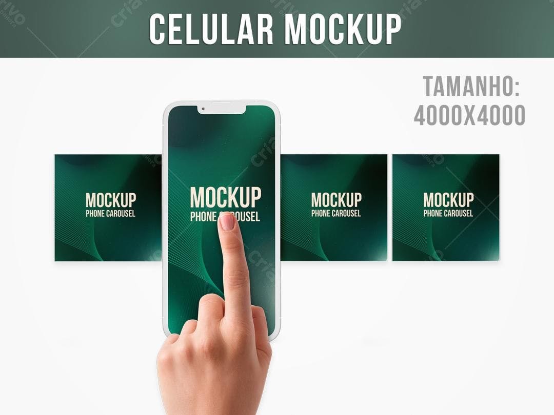 Mockup Celular com Design Moderno Verde Escuro