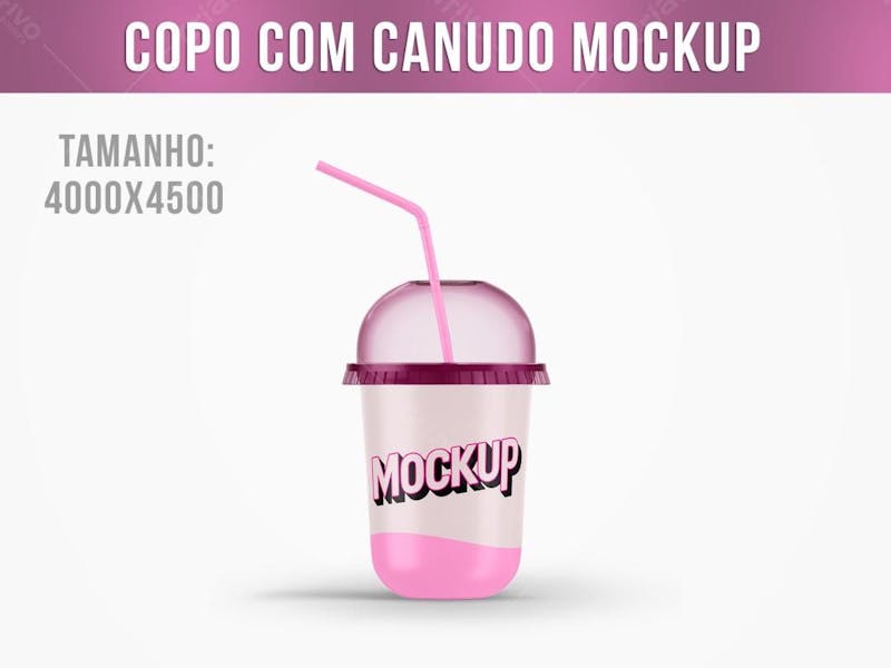 Copo com canudo mockup