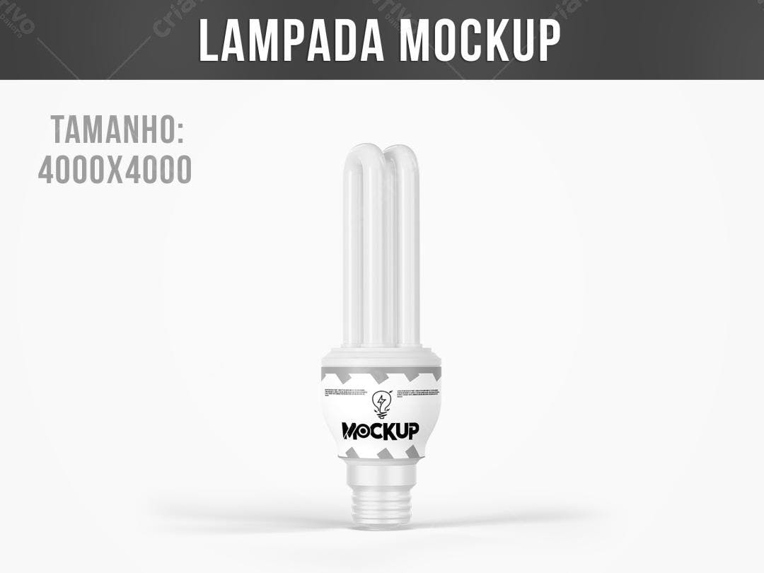 Mockup de Lâmpada Fluorescente Compacta Branca