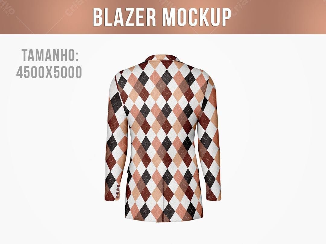 Mockup Blazer Padronagem Arlequim Marrom e Bege