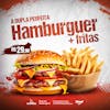 Social media hamburguer e fritas