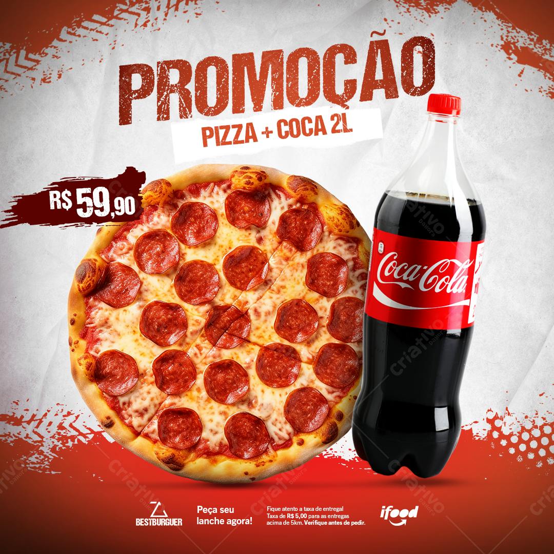 Flyer Promoção Pizza e Coca-Cola 2L PSD Editável