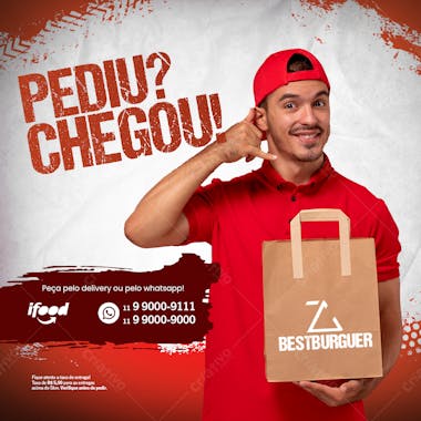 Social media hamburgueria pediu, chegou