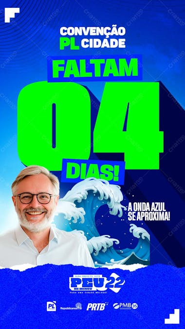 Flyer político convenção partidária 04 dias prefeito vereador stories psd editável