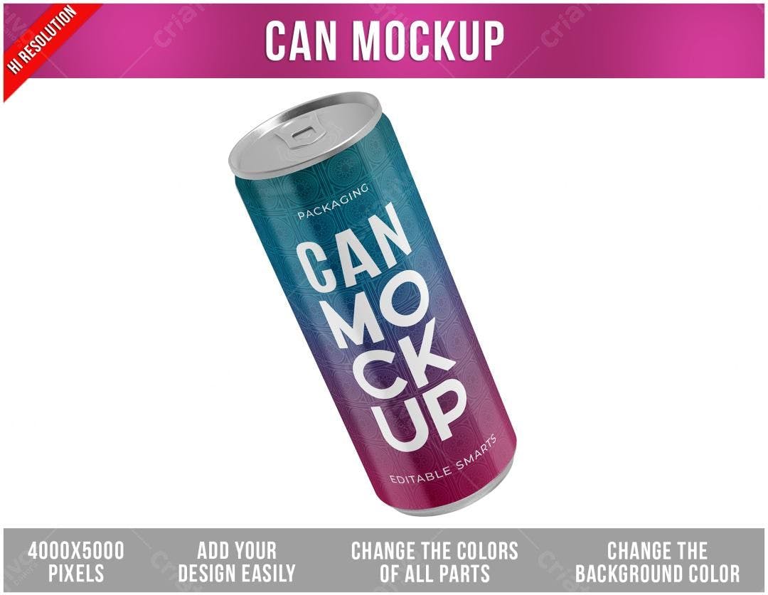 Mockup Realista de Lata de Bebida com Design Moderno