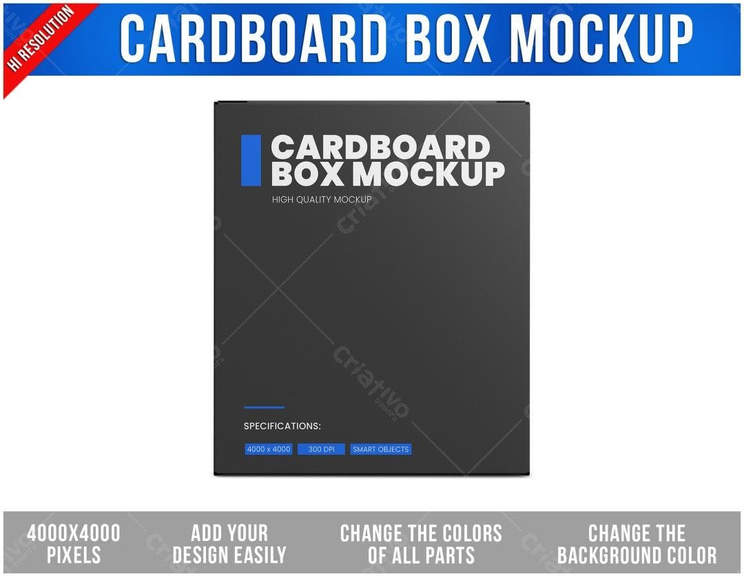 Mockup Caixa de Papelão Cinza Escuro - Design Minimalista