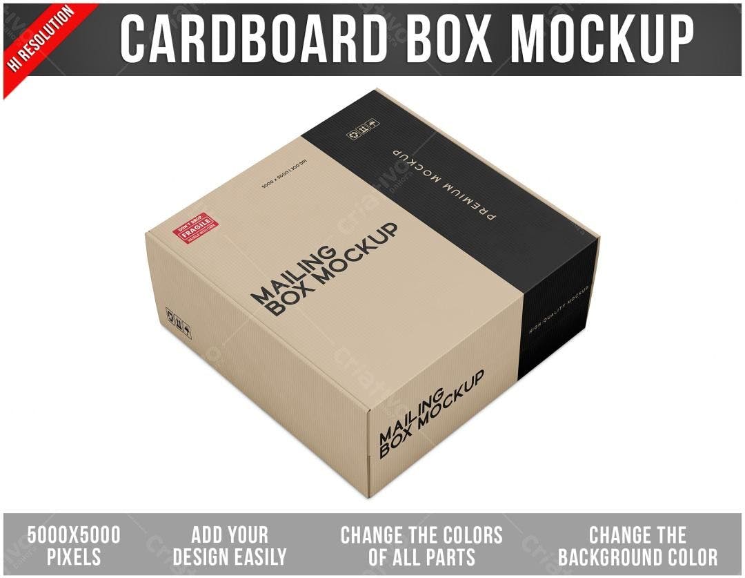 Mockup Caixa de Envio Kraft Minimalista