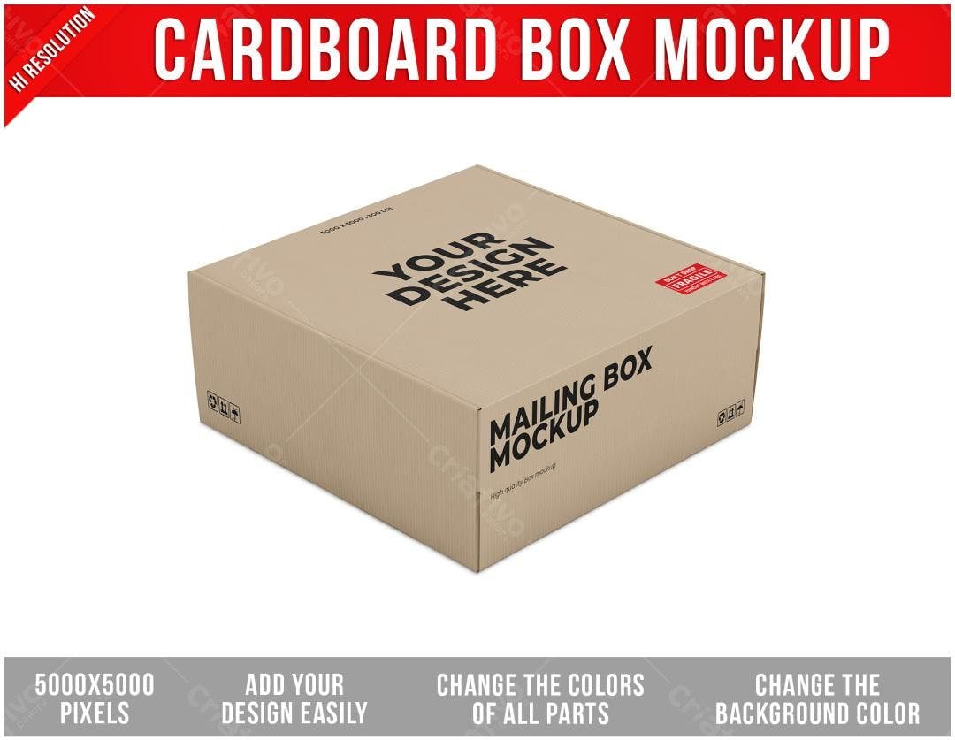 Mockup Caixa de Envio Marrom Realista