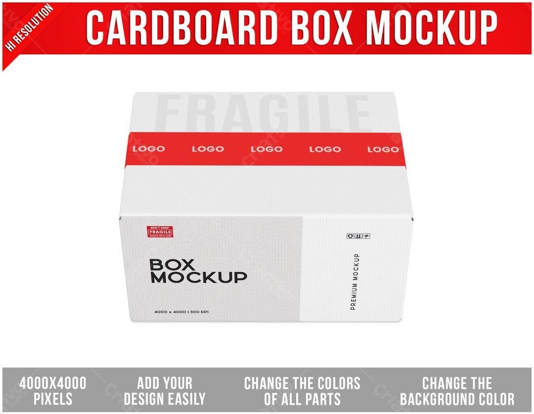 Mockup Caixa de Papelão Branca para E-commerce