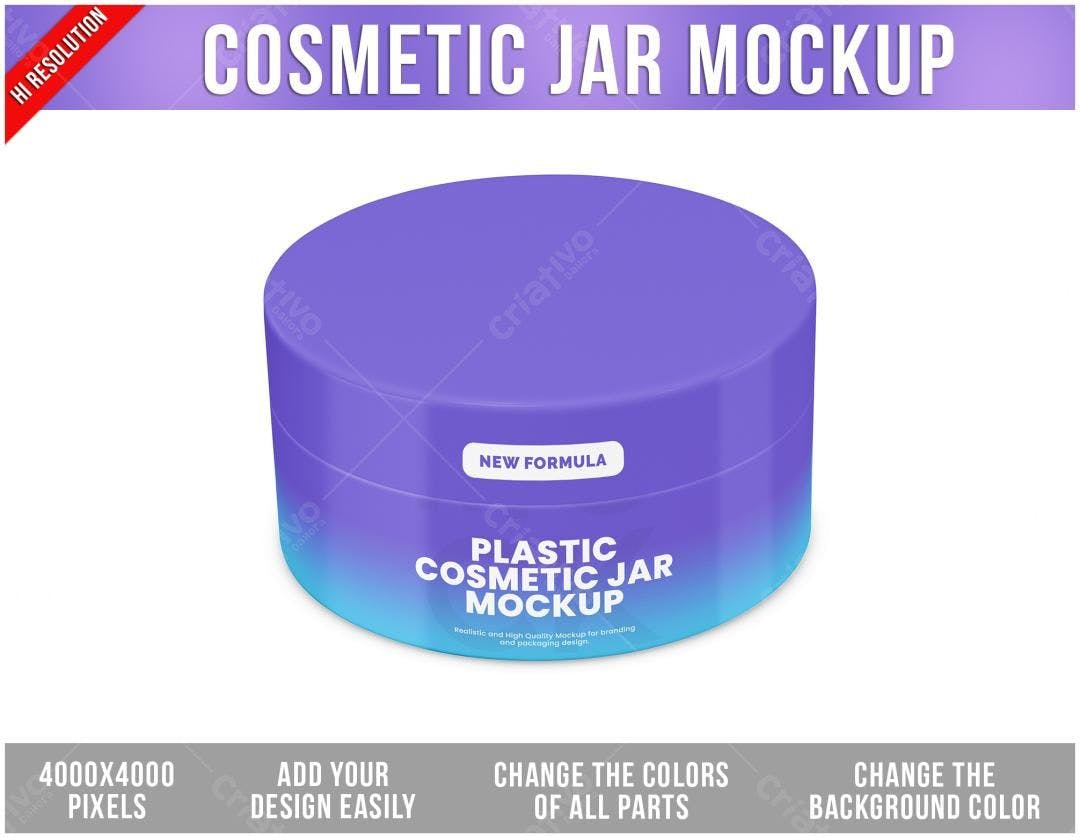 Mockup Realista de Pote de Creme Cosmético Lilás