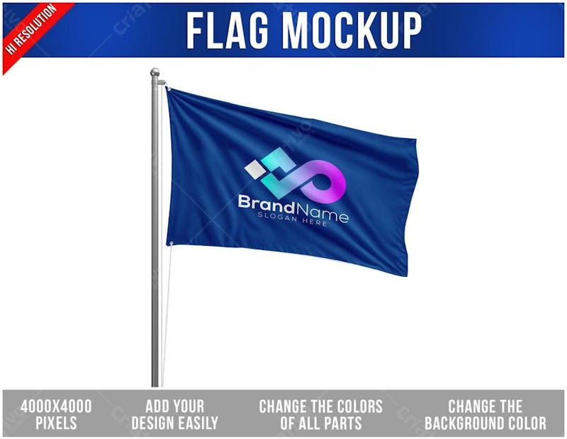 Bandeira psd editável mockup