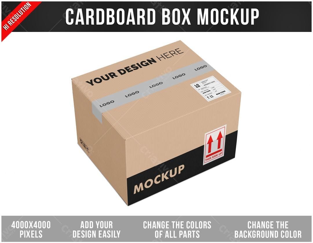 Mockup Caixa de Papelão Realista para E-commerce