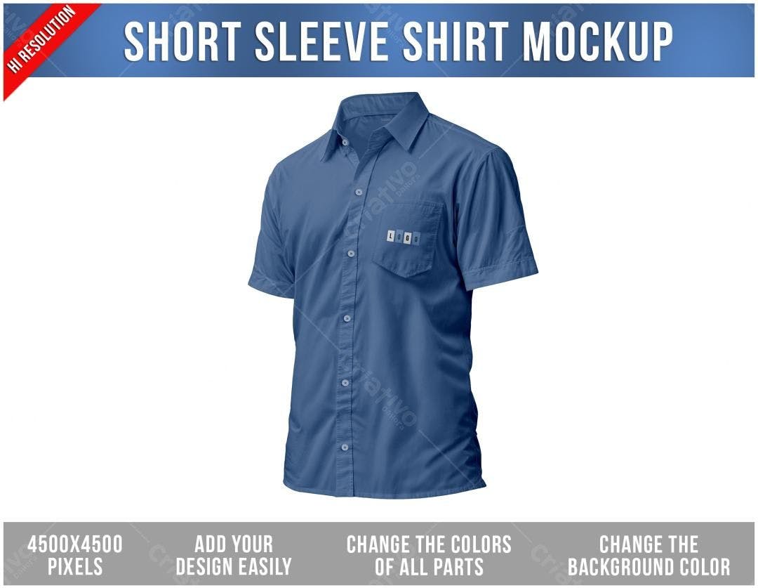 Mockup Camiseta Manga Curta Azul - Realista