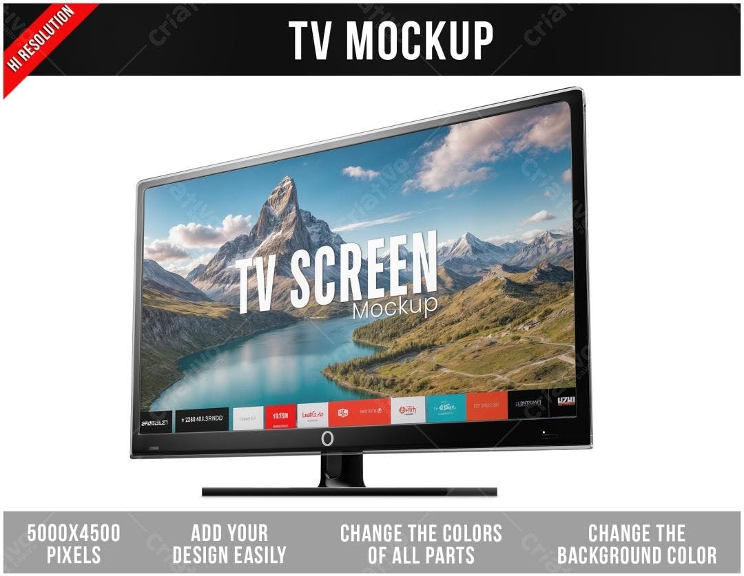 Mockup TV Moderna com Paisagem Montanhosa