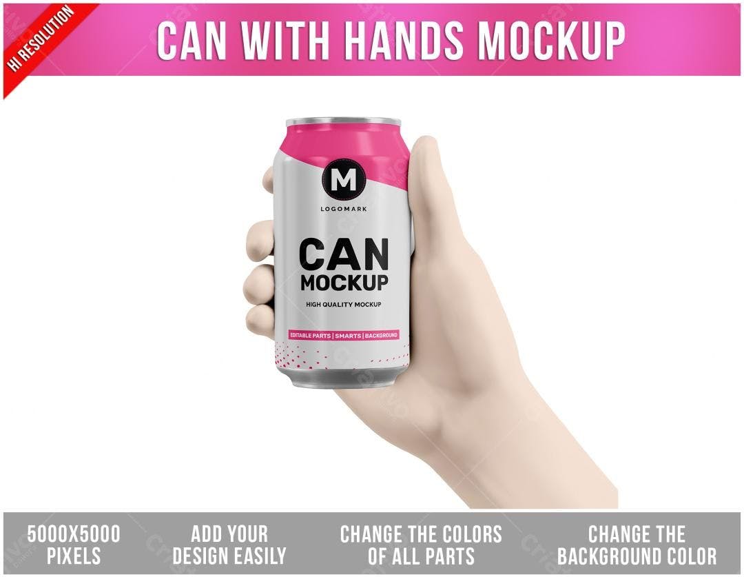 Mockup Realista de Lata em Mão: Design Moderno