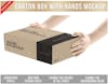 Hands holding cardboard box mockup