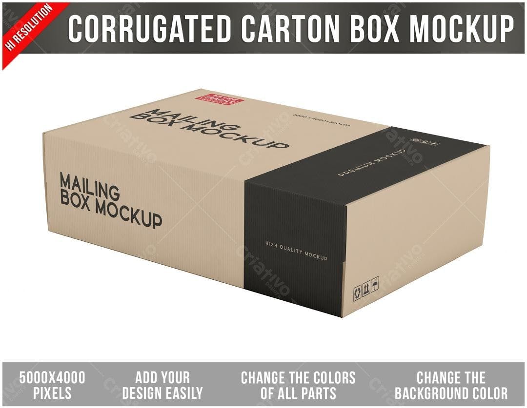 Mockup de Caixa de Envio em Papelão Kraft