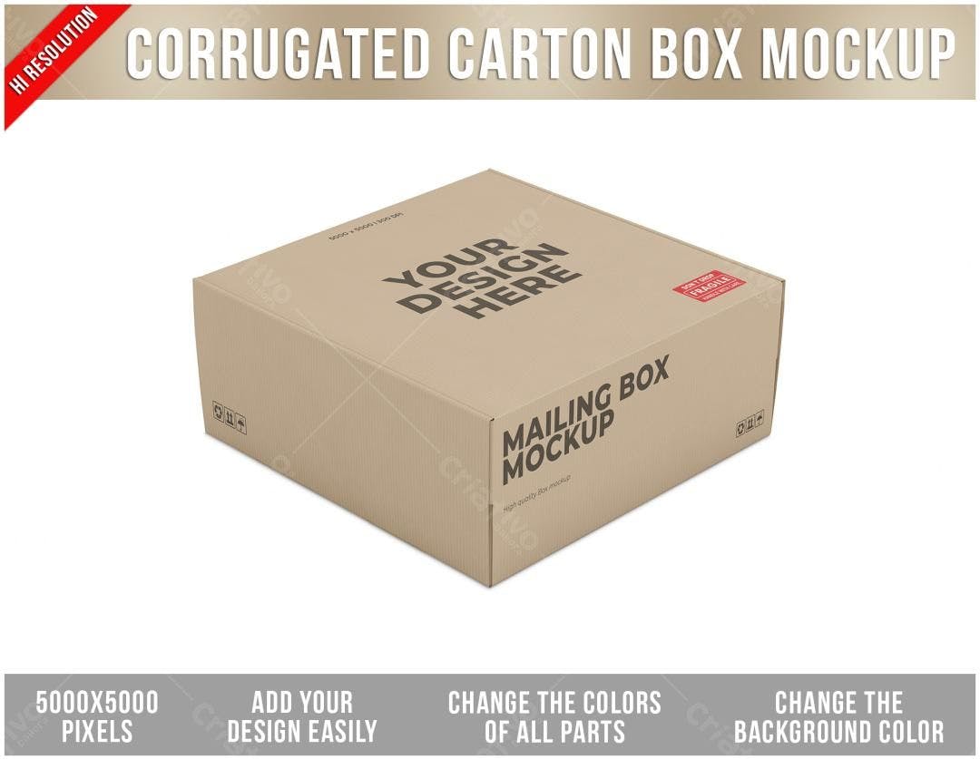 Mockup Caixa de Envio Marrom Realista