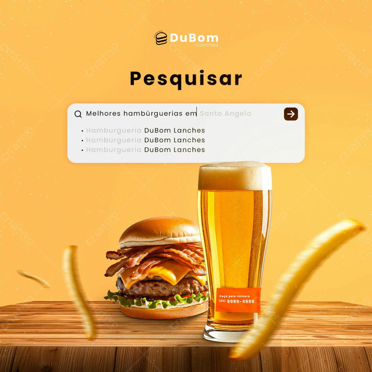 Flyer para Hamburgueria PSD Editável
