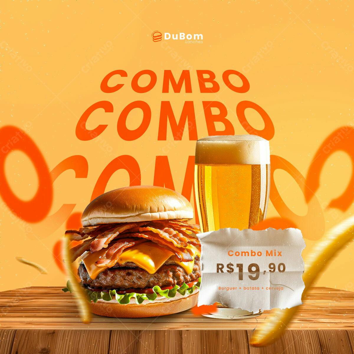 Flyer Combo de Hambúrguer e Cerveja PSD Editável