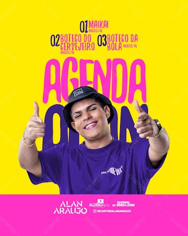 Agenda semanal agosto alan araujo (feed e stories)