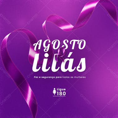 Paz e segurança para todas as mulheres psd editável para agosto lilás