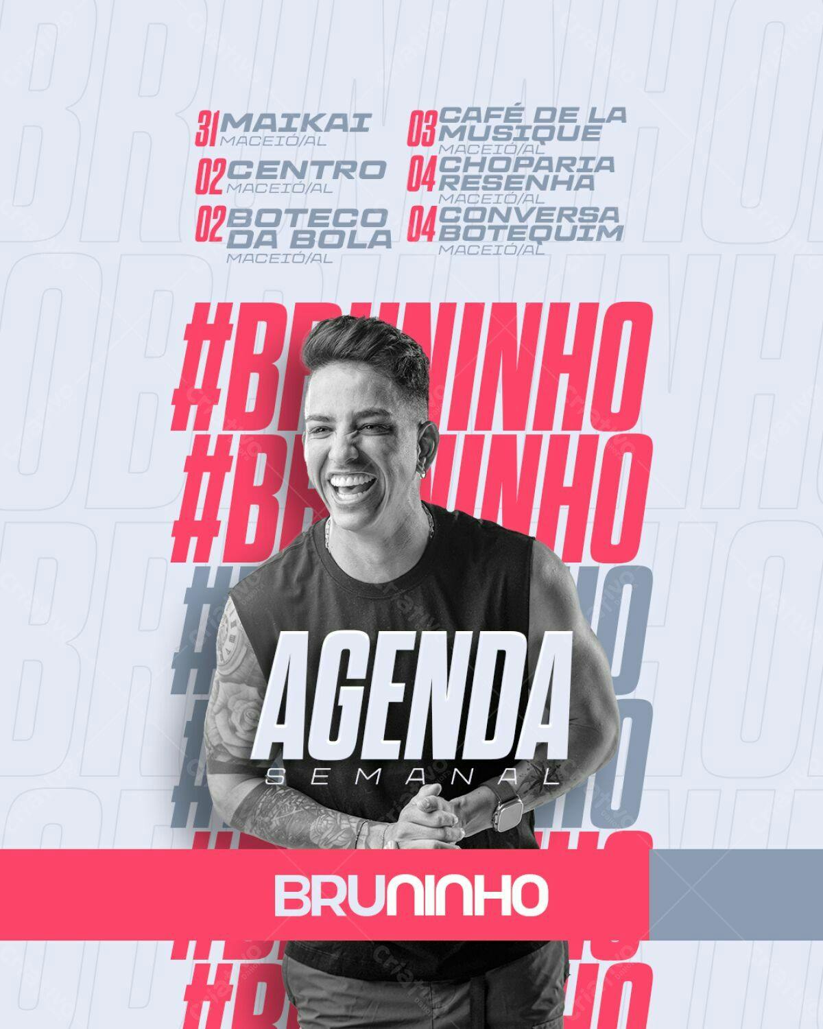 Flyer Agenda Semanal Bruninho PSD Editável