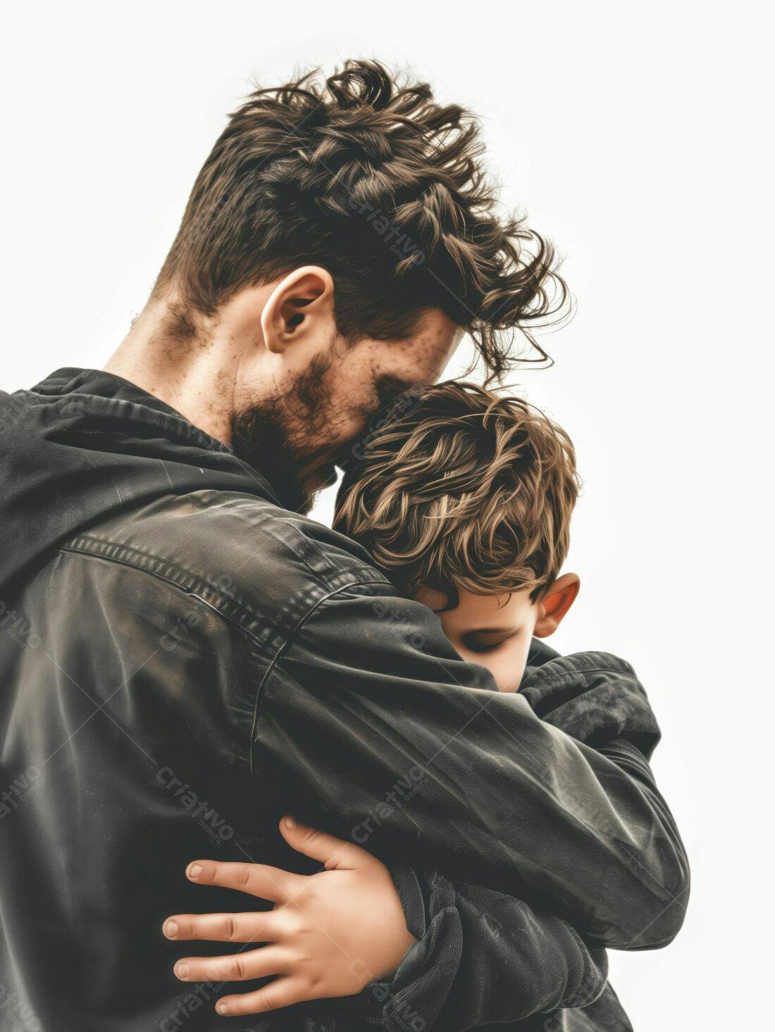 Pai e filho se abraçando com carinho