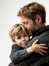 Father's day ai image affection hug father son white background isolated