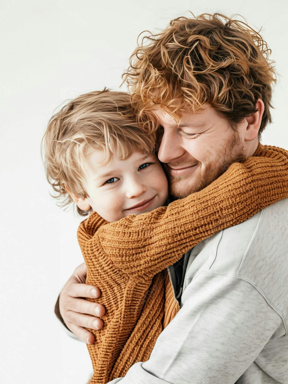 Pai e filho se abraçando com carinho