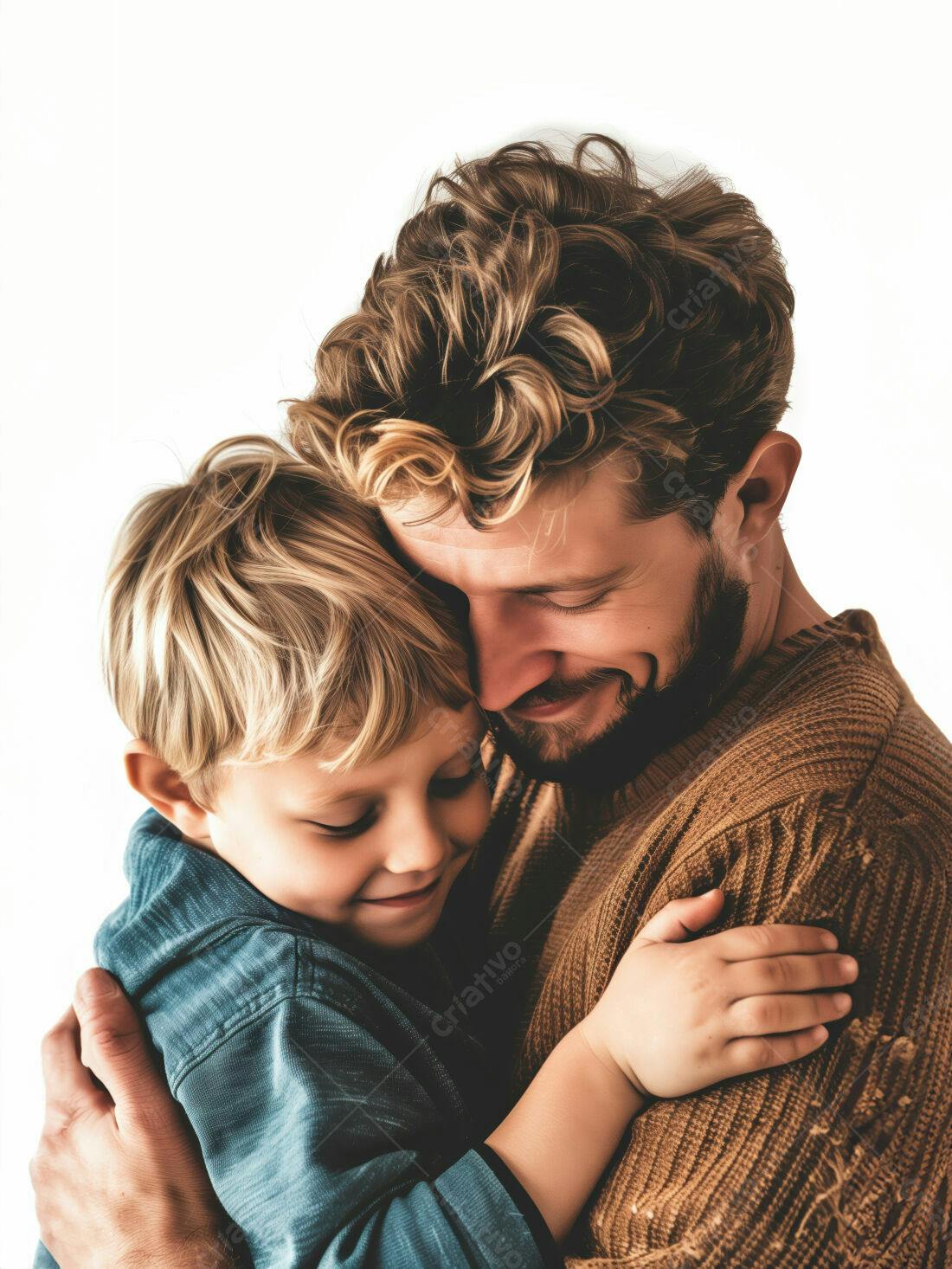 Pai e filho se abraçando com carinho