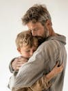 Father's day ai image hug affection father son white background isolated