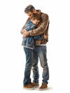 Father's day ai image, affection hug father son, white isolated background