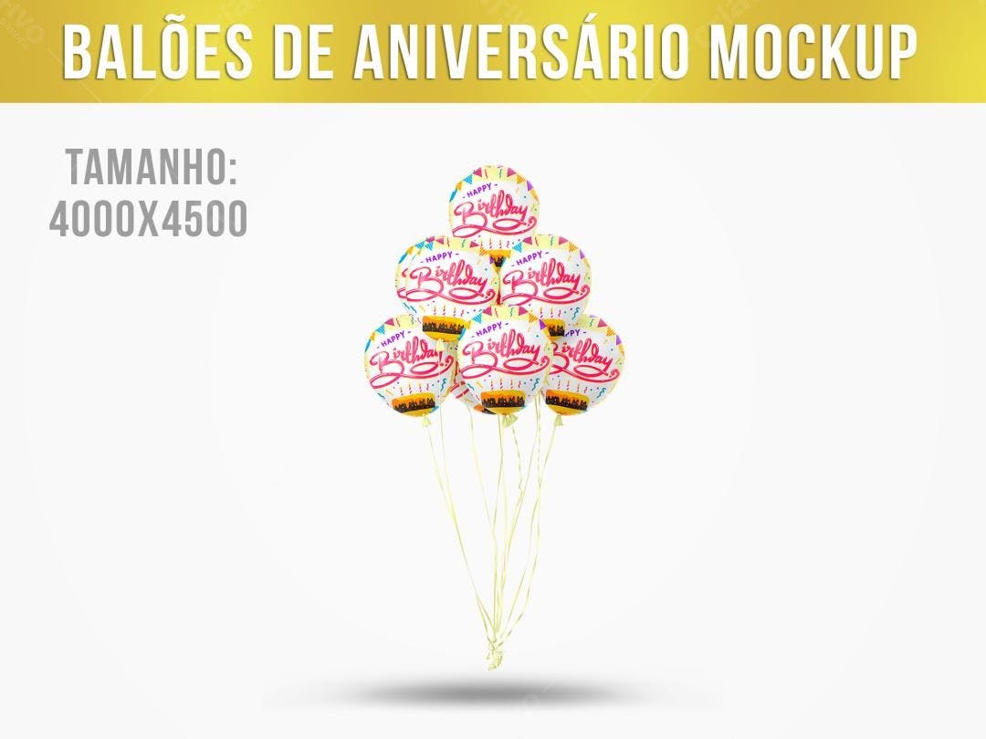 Mockup Balões Festa Aniversário: Design Colorido e Festivo