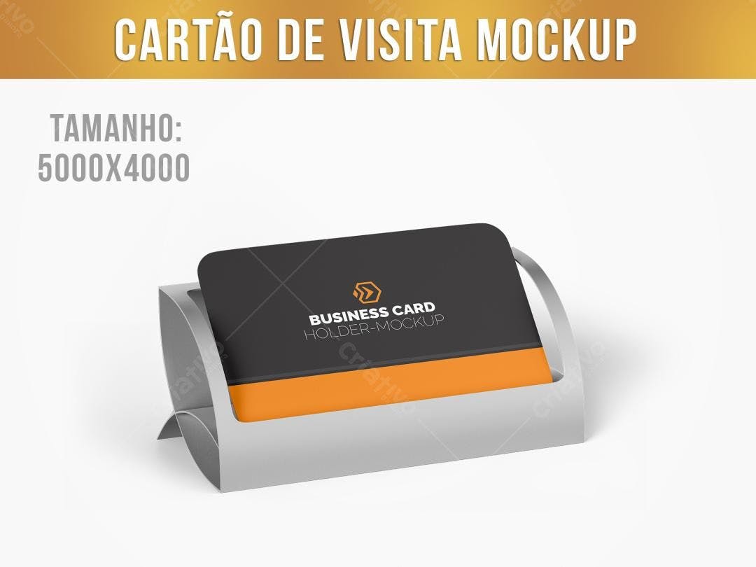 Mockup de Cartão de Visita em Suporte Moderno - Preto e Laranja