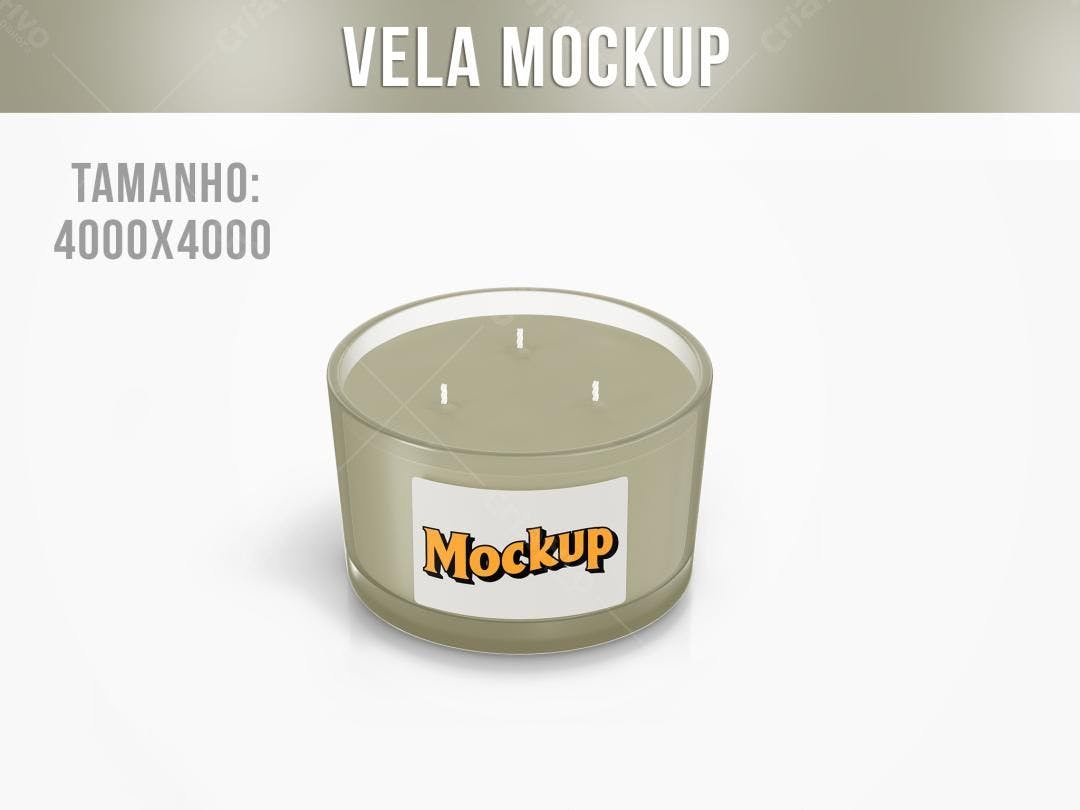 Mockup Vela em Vidro com Etiqueta - Verde Oliva
