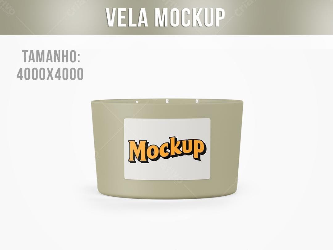 Mockup de Vela Aromática em tom Bege Claro