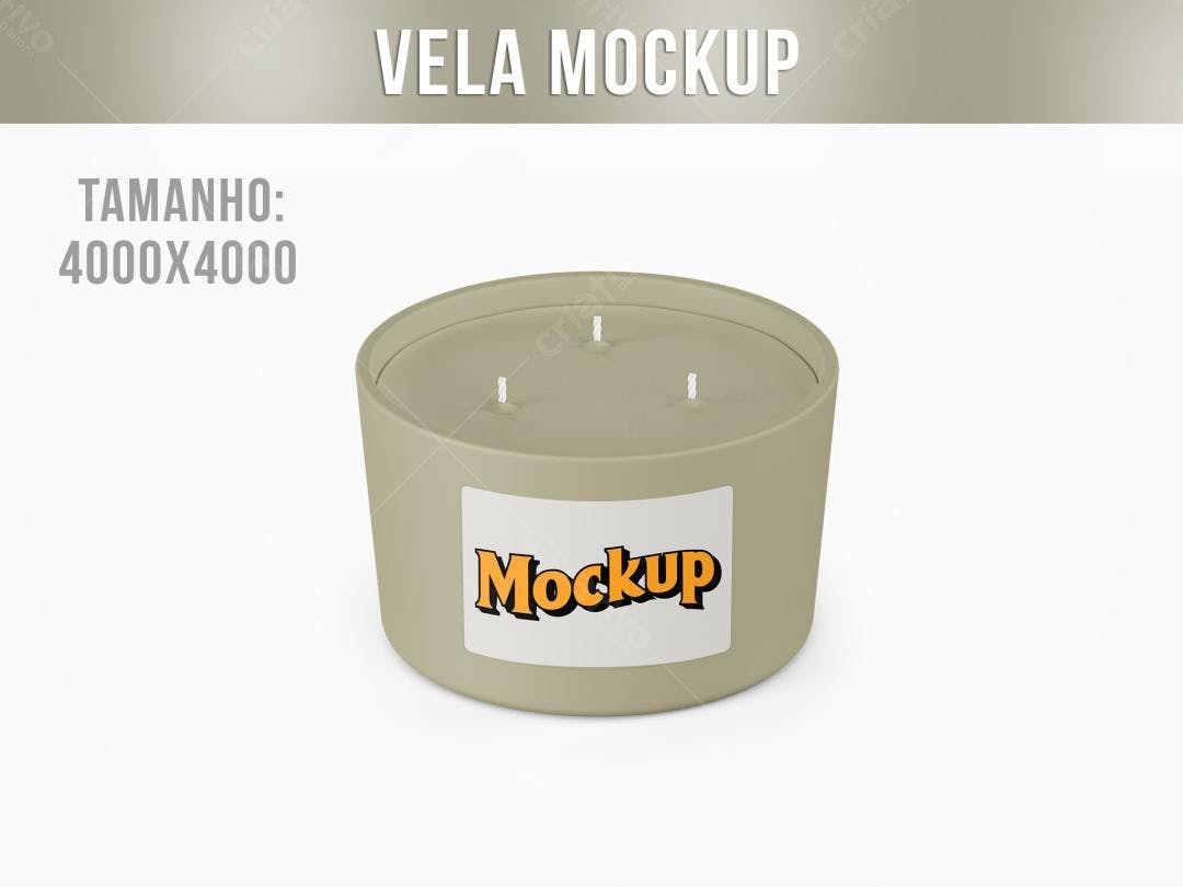 Mockup Vela Aromática Bege - Estilo Minimalista