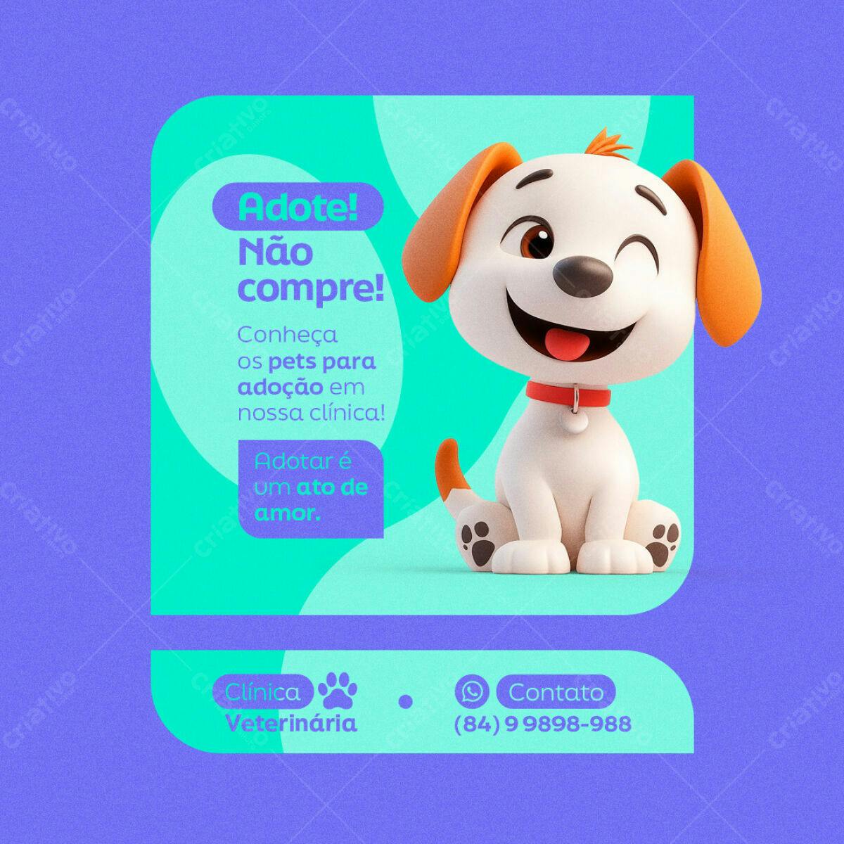 Post para Adoção de Pets PSD Editável