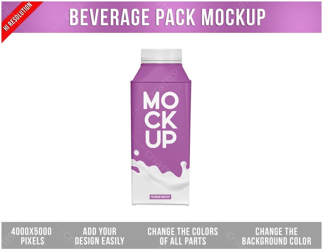 Mockup Realista de Embalagem para Bebida - Lilás