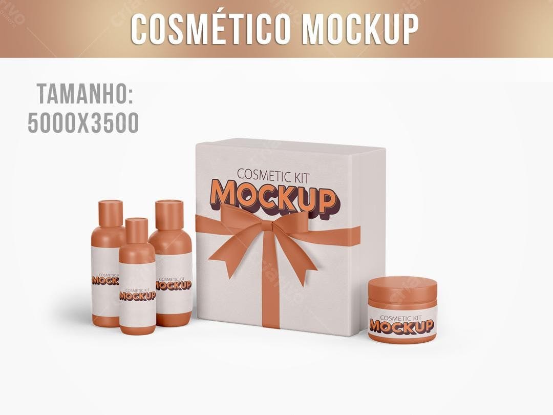 Mockup Kit Cosmético Realista em Tons Terra