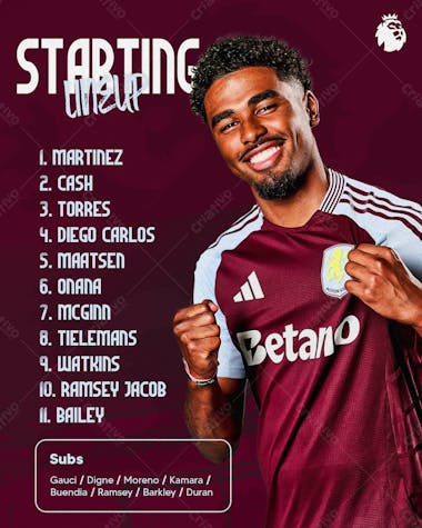 Flyer 11 iniciais aston villa