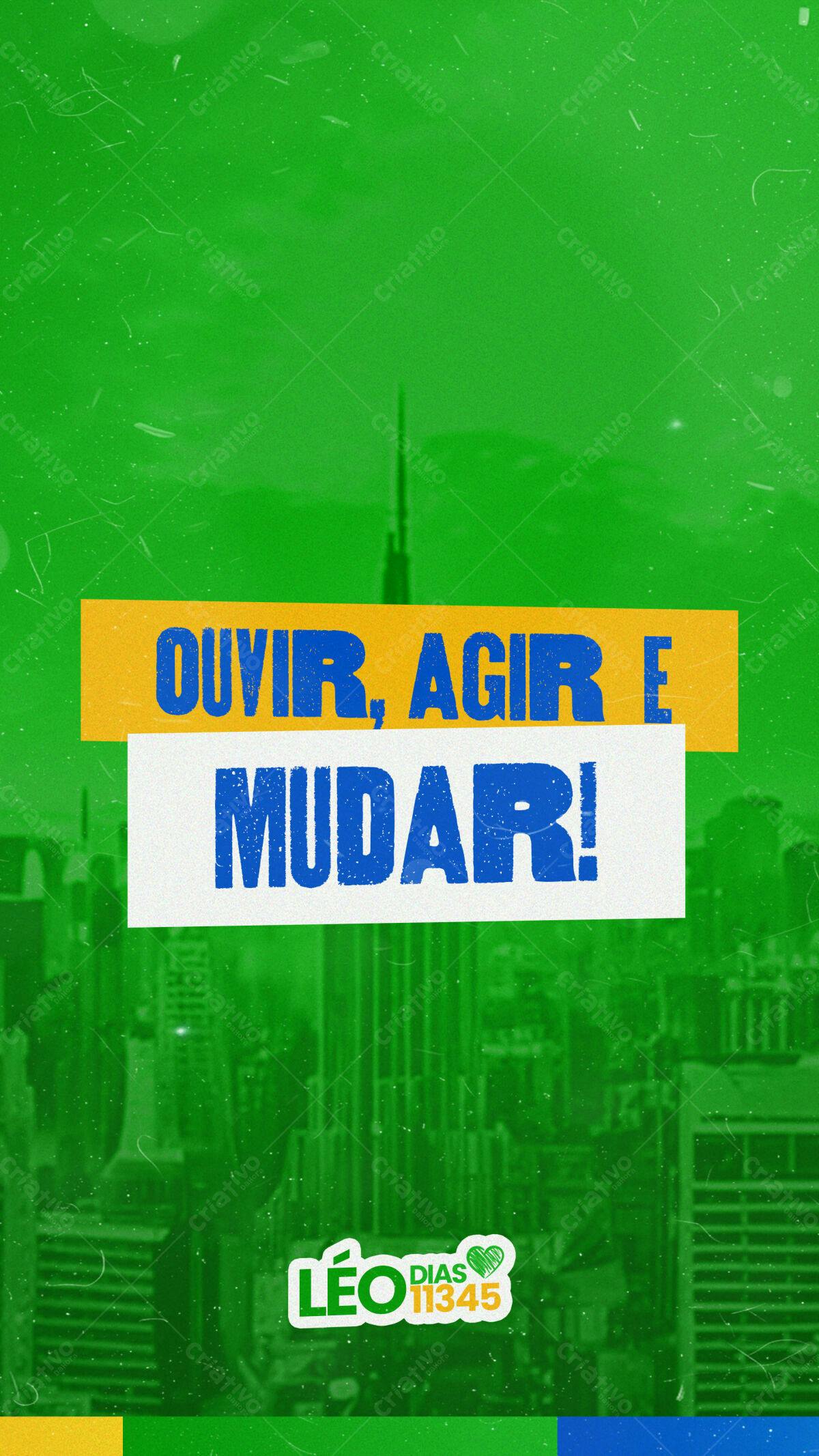 Flyer Motivacional Ouvir Agir Mudar PSD Editável