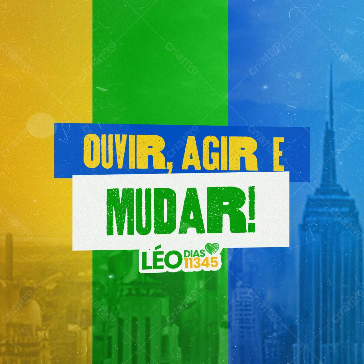 Flyer Motivacional Ouvir Agir Mudar PSD Editável