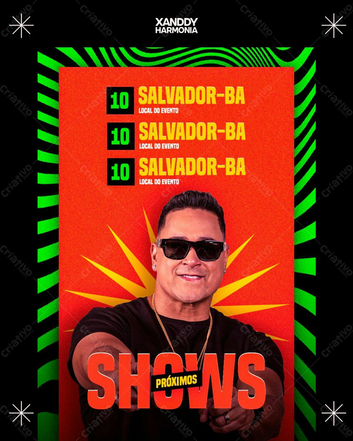Flyer para Shows Xanddy Harmonia em Salvador PSD Editável