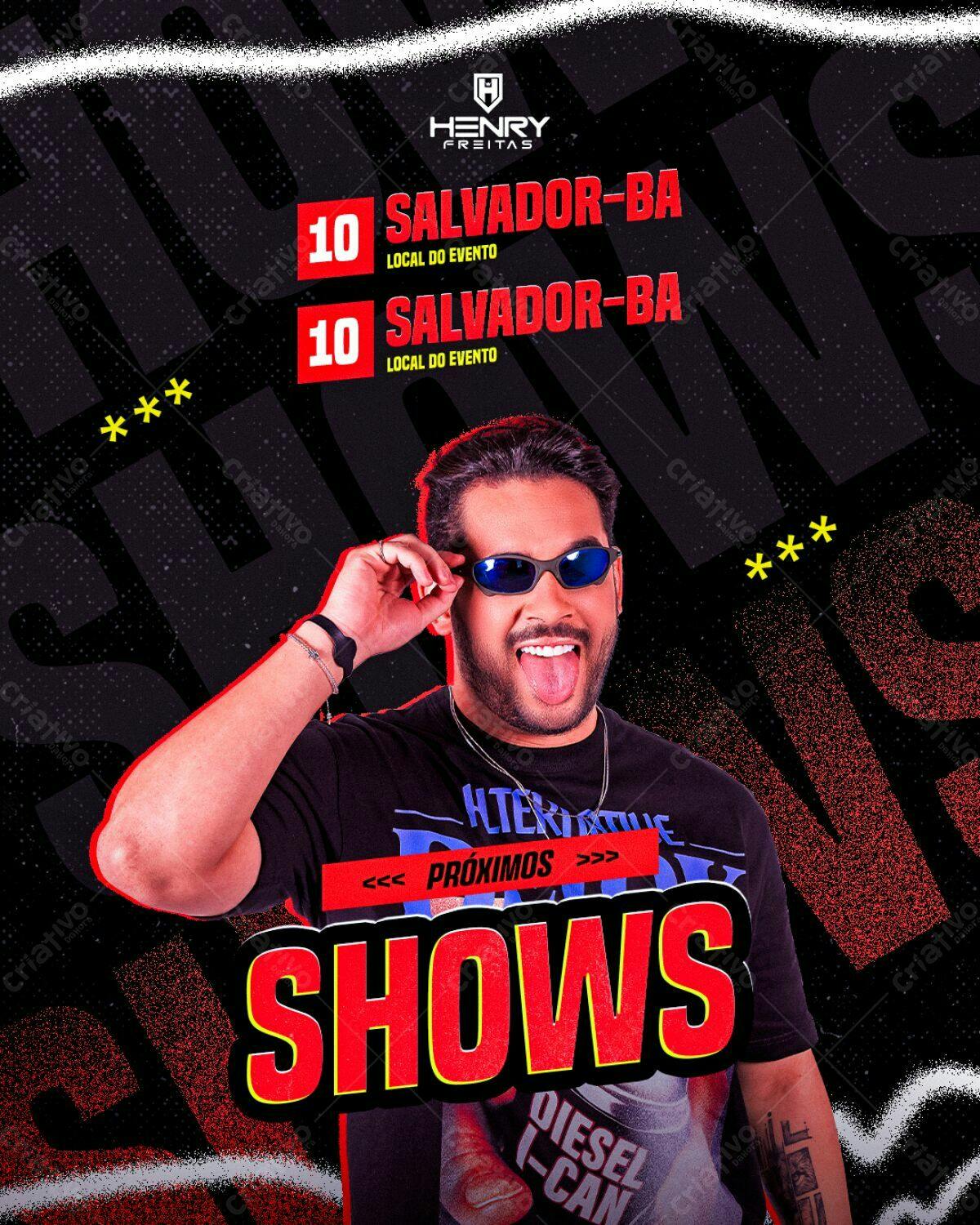 Flyer para Shows de Henry Freitas PSD Editável