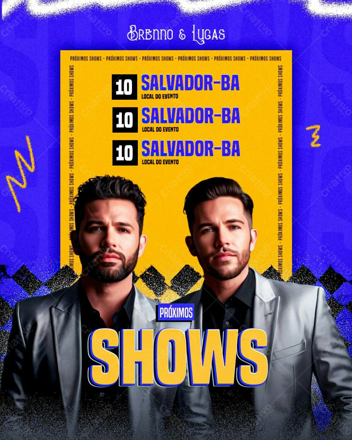 Flyer para Shows de Brenno & Lucas em Salvador PSD Editável